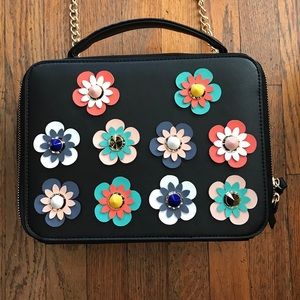 Navy Blue Studded Flower ‘Lunch’ Style Tote